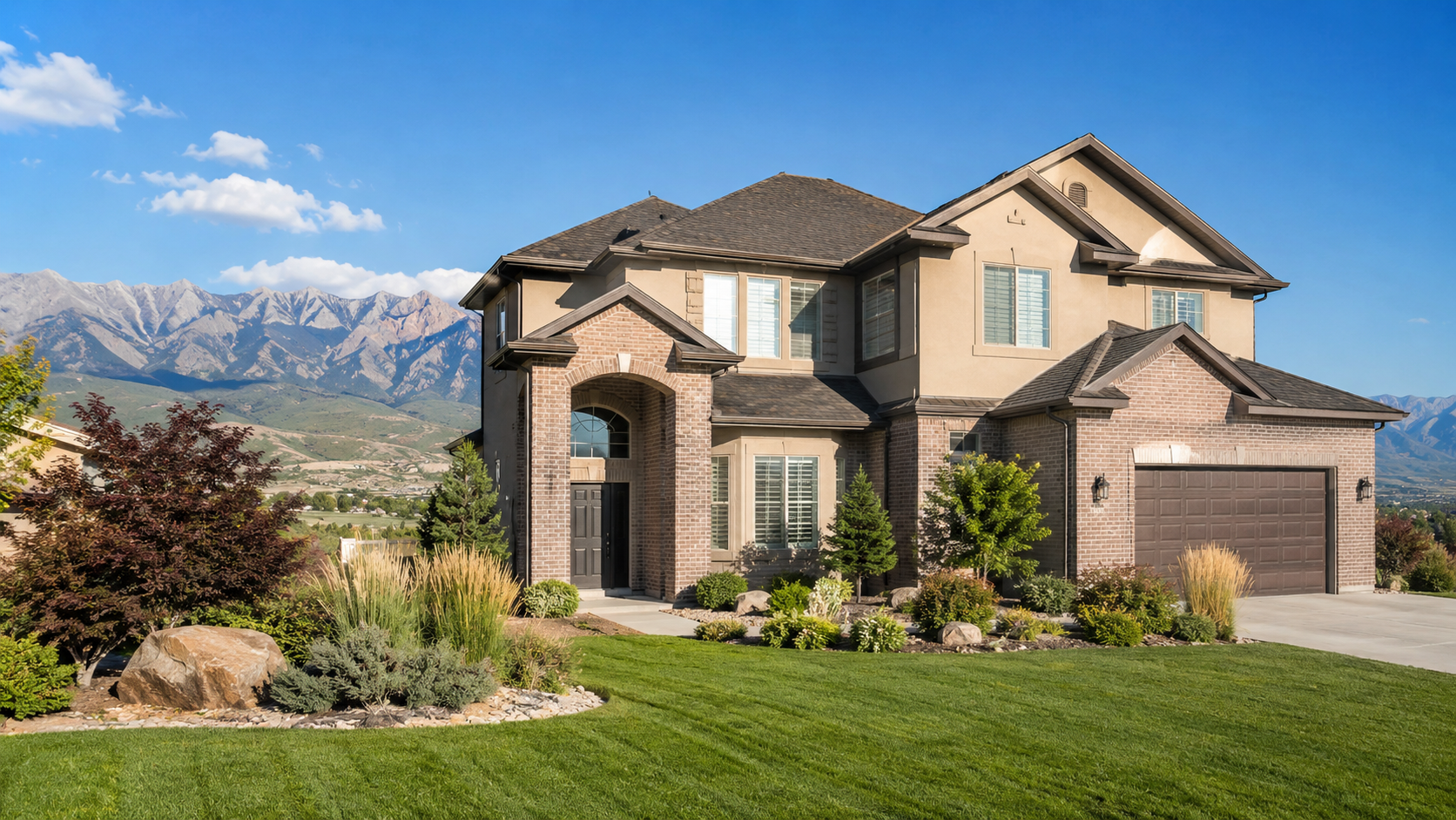 Utah County suburban home representing window washing, gutter cleaning, solar panel cleaning, and Christmas lights services